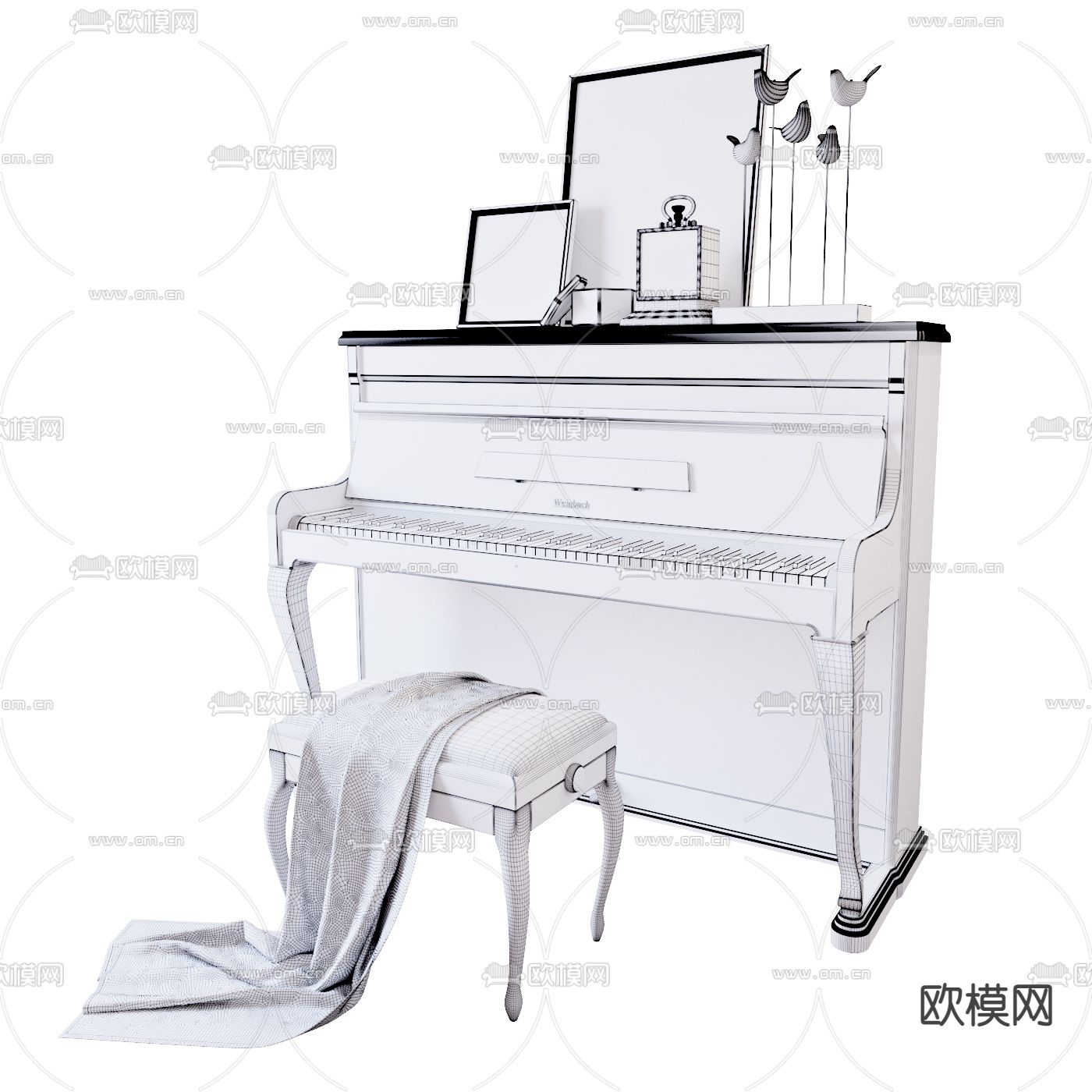 现代钢琴3d模型下载（渲染图2）