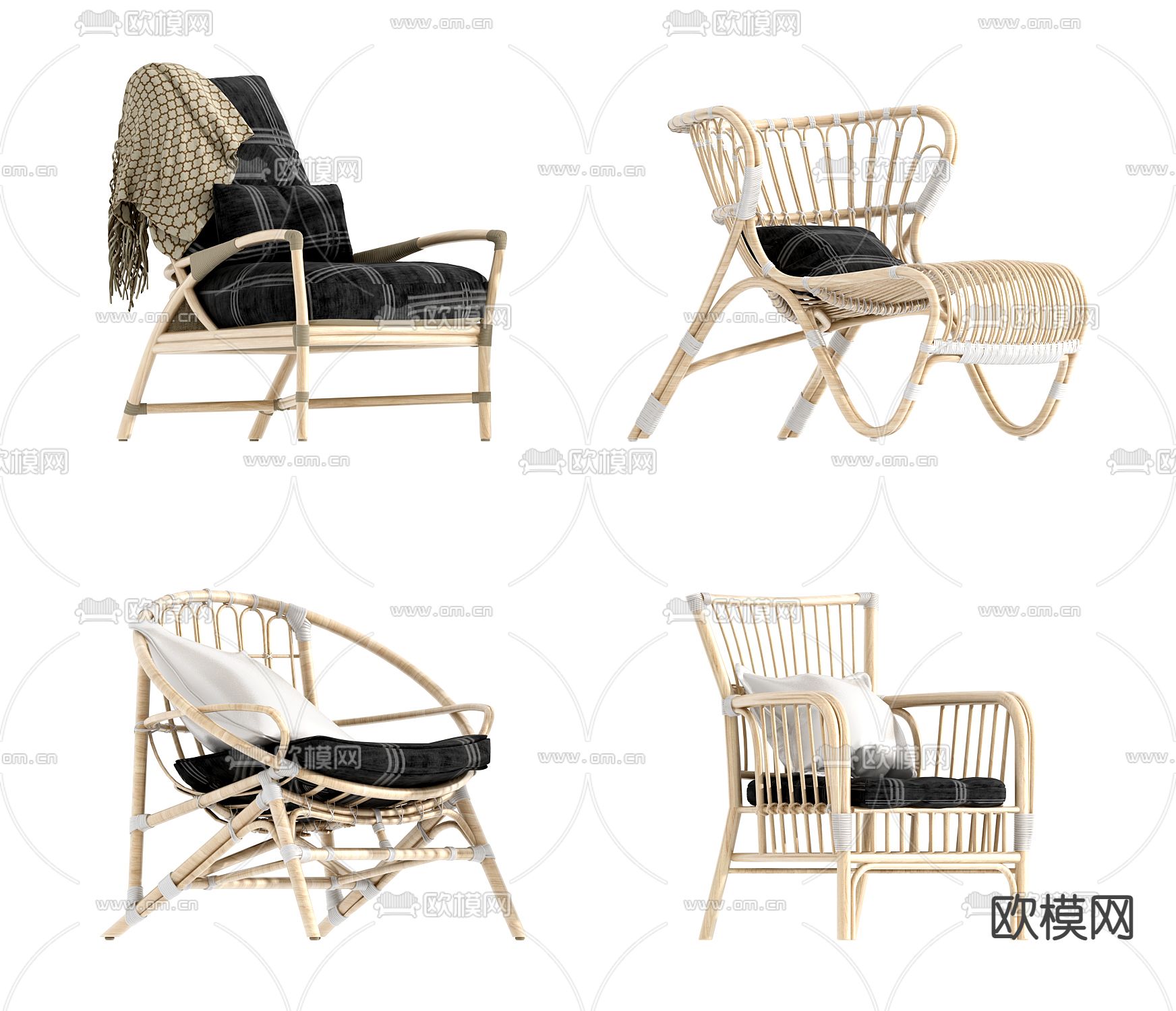 北欧布艺户外休闲椅3d模型下载