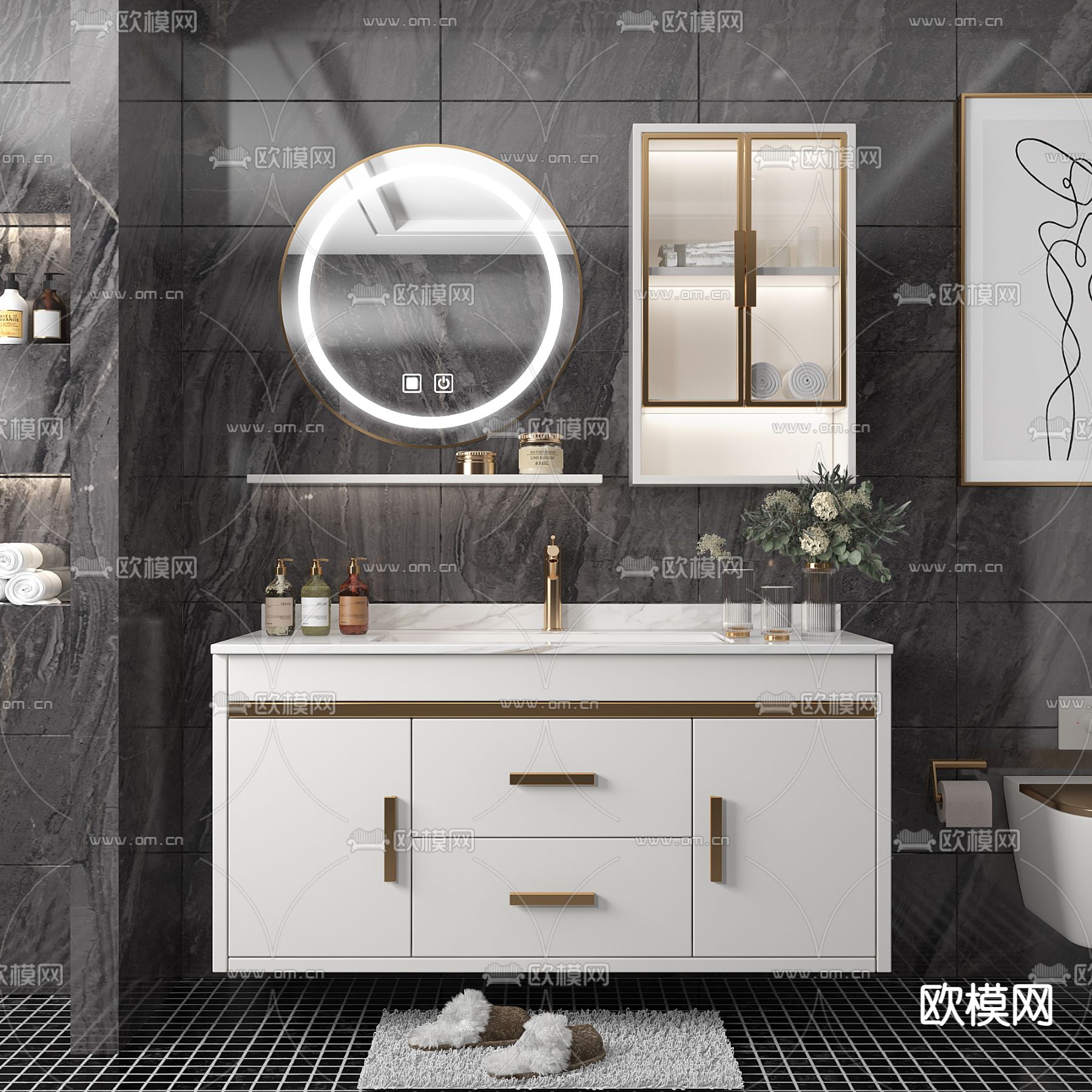现代大理石浴室柜3d模型下载