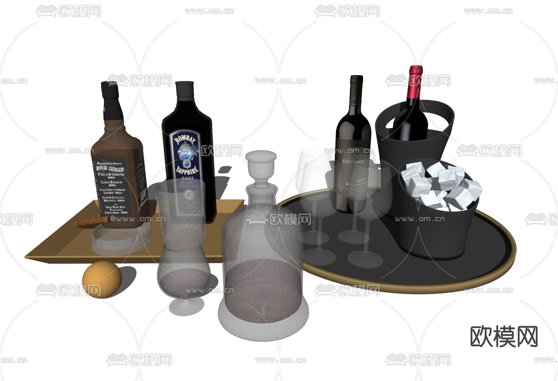 现代红酒酒杯su模型下载（渲染图2）