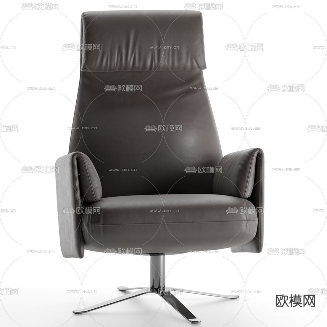 现代皮革休闲椅3d模型下载（渲染图1）
