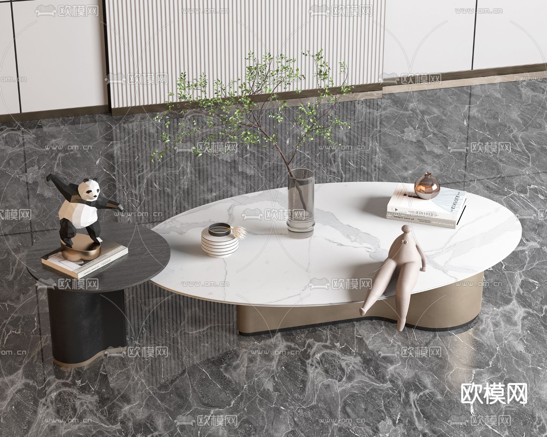 现代大理石茶几3d模型