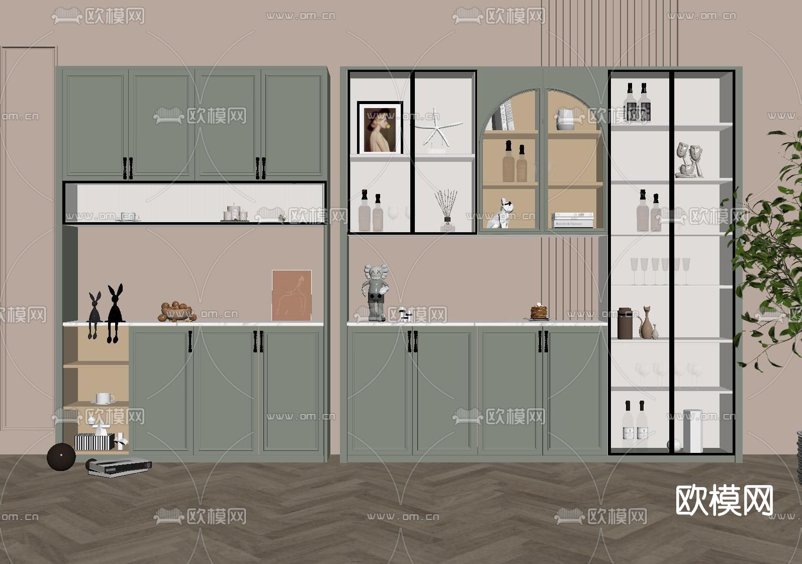 北欧酒柜su模型下载（渲染图2）