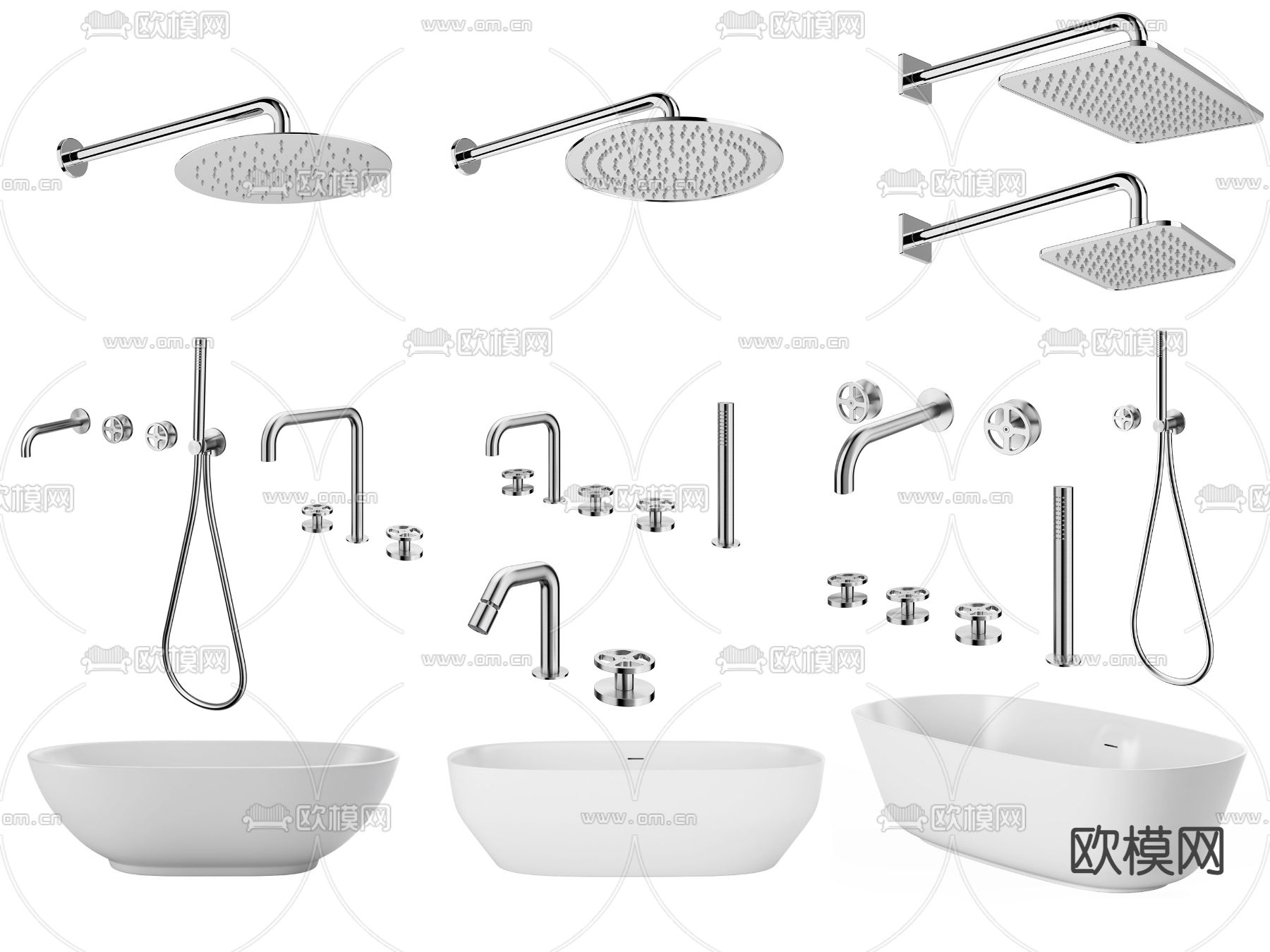 现代浴缸淋浴花洒3d模型下载