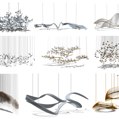  现代大堂装饰吊灯su模型 
