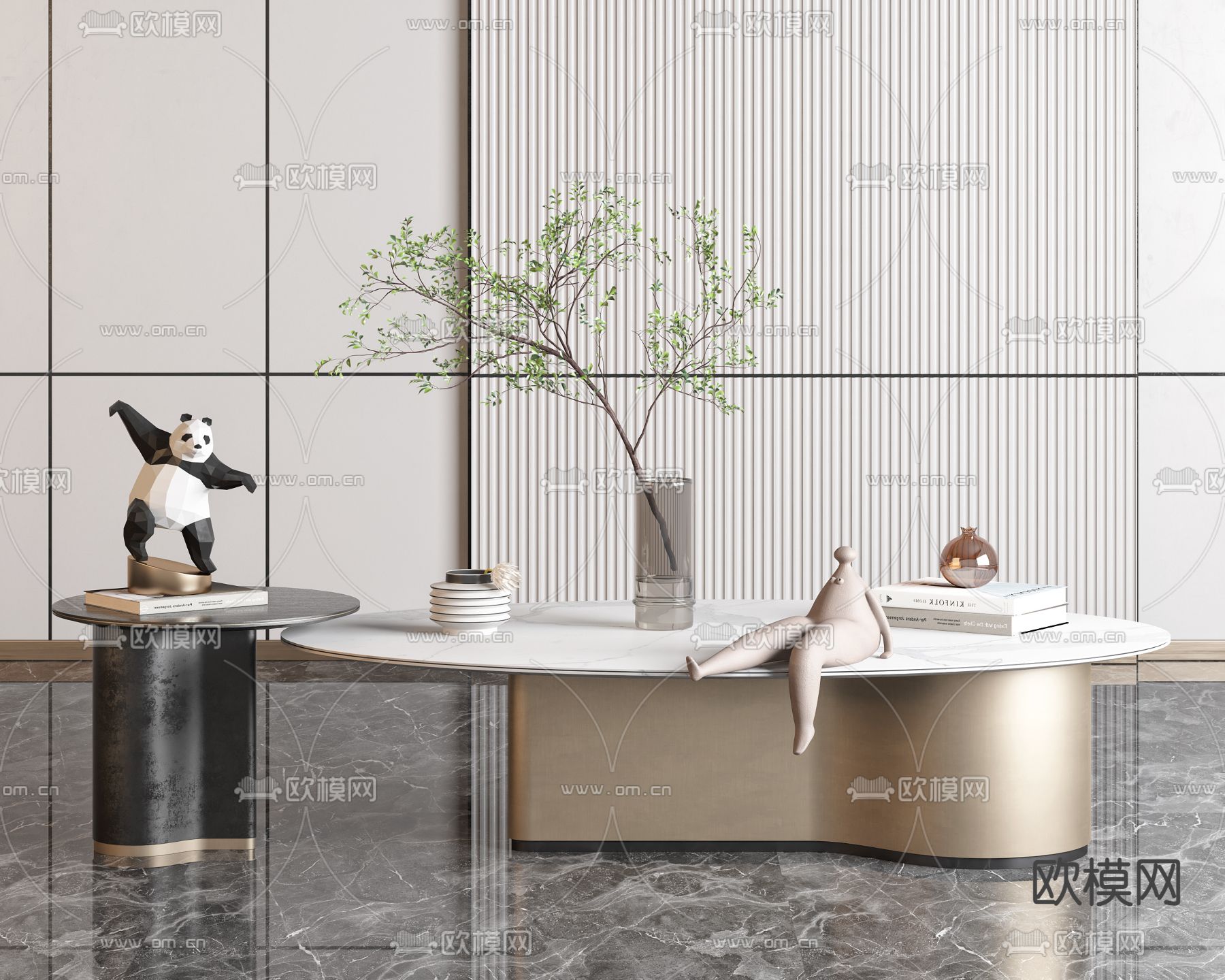 现代大理石茶几3d模型