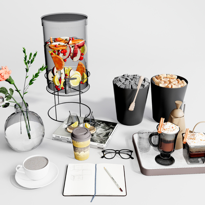  现代食物饮料咖啡甜品su模型 