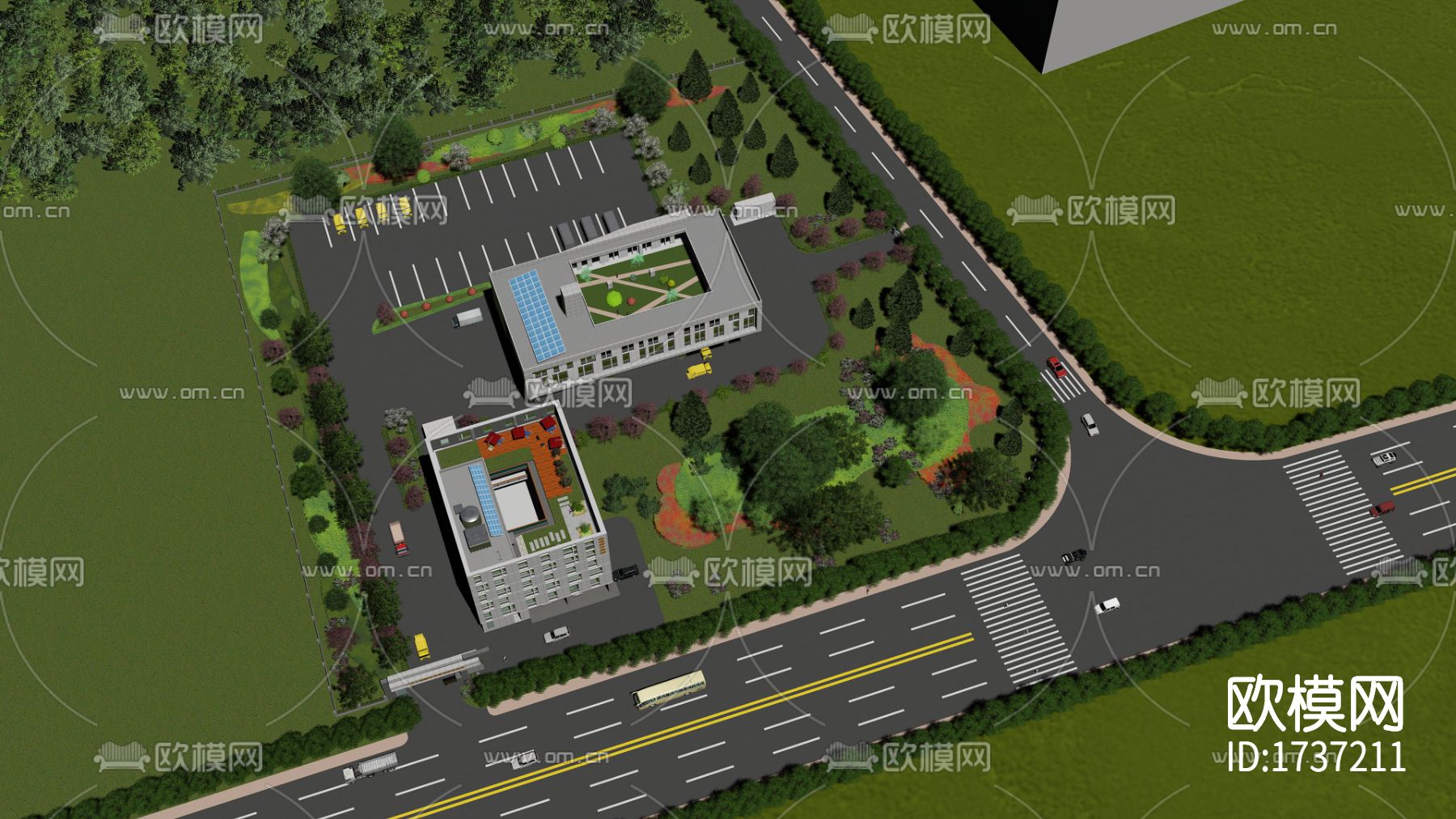 垃圾中转站cad平面图下载（渲染图2）