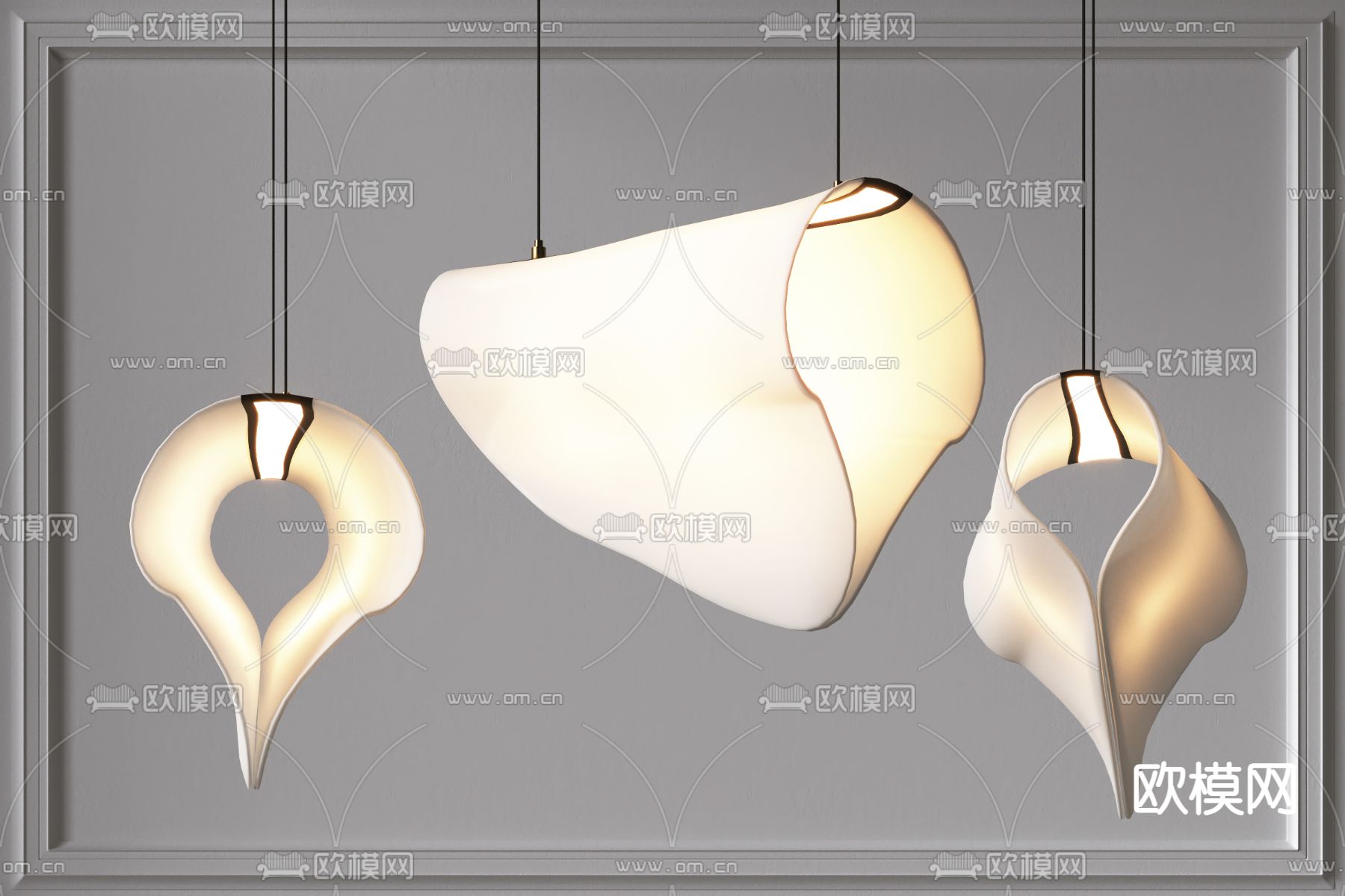 现代艺术装饰吊灯3d模型下载