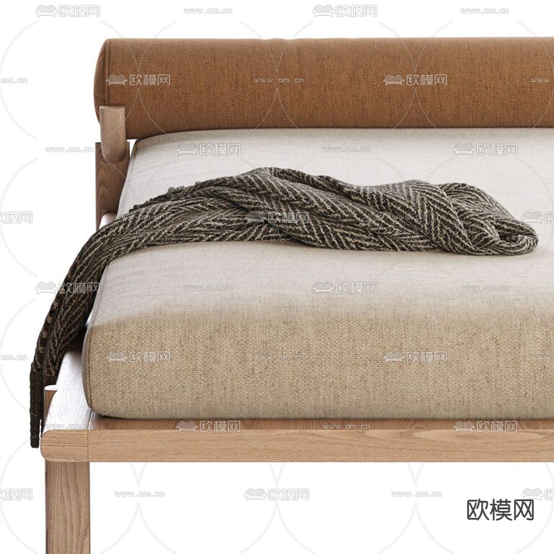 现代布艺床尾凳脚踏3d模型下载（渲染图3）