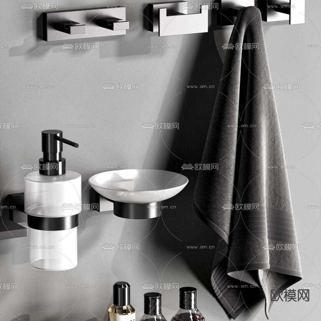 现代卫浴洗涤用品3d模型下载（渲染图2）