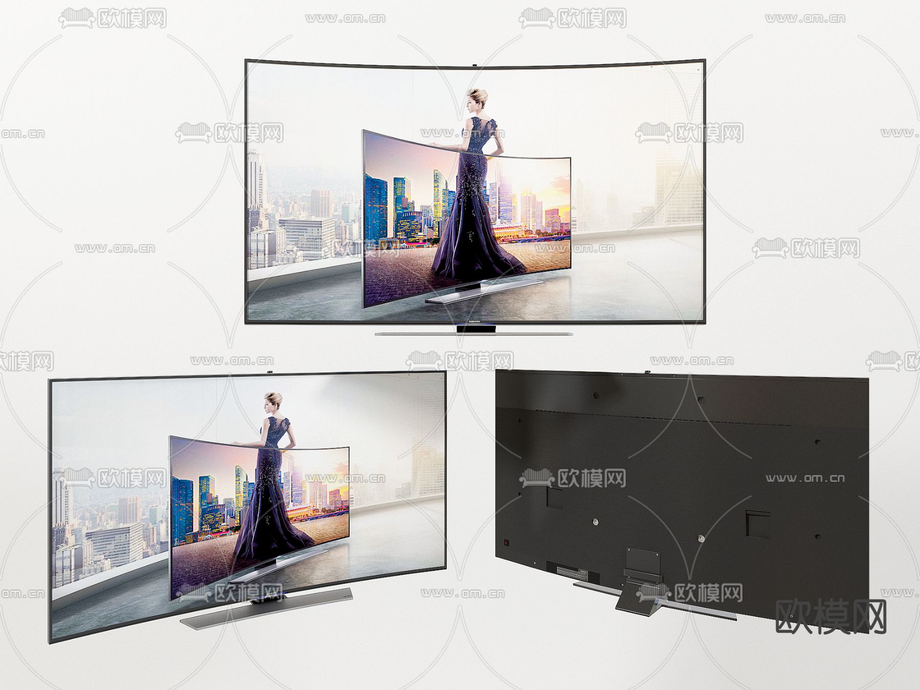 现代液晶电视机3d模型下载