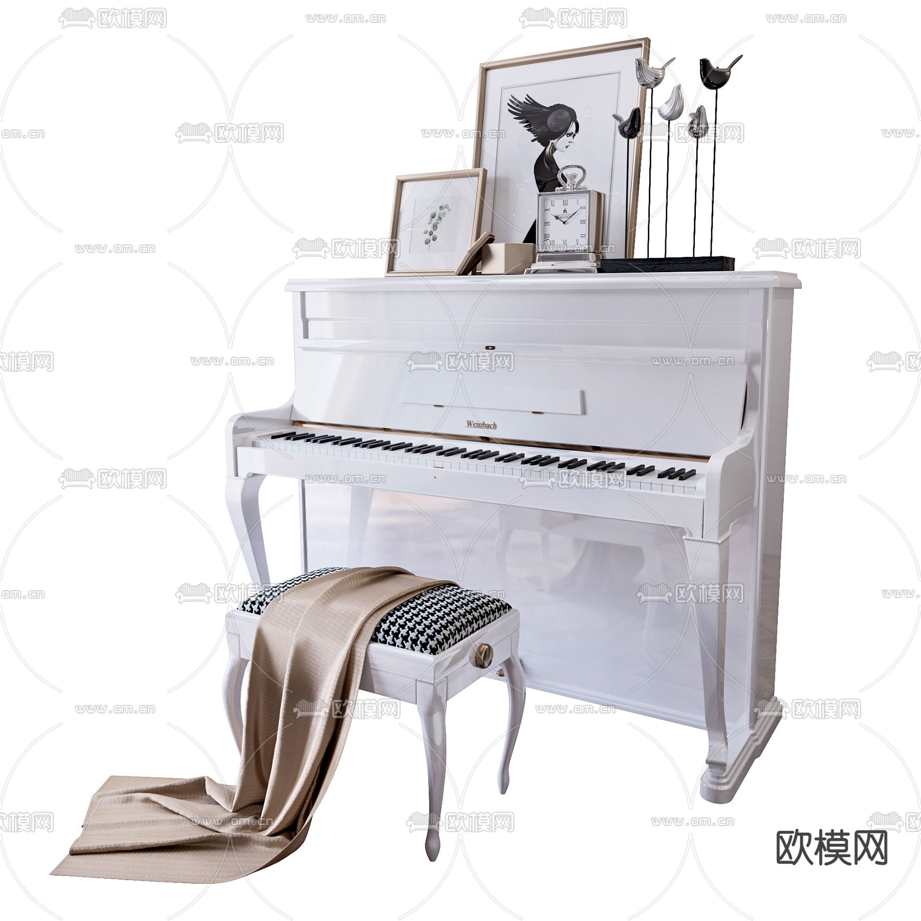 现代钢琴3d模型下载（渲染图1）