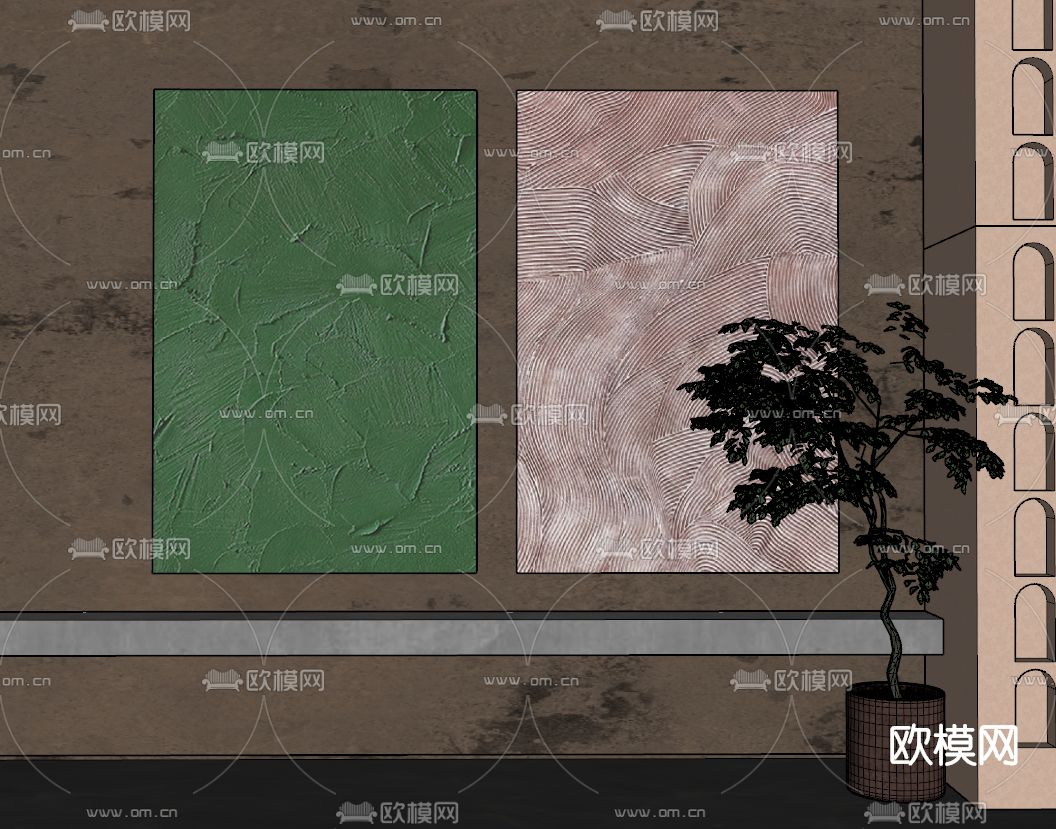 侘寂装饰画su模型下载（渲染图2）