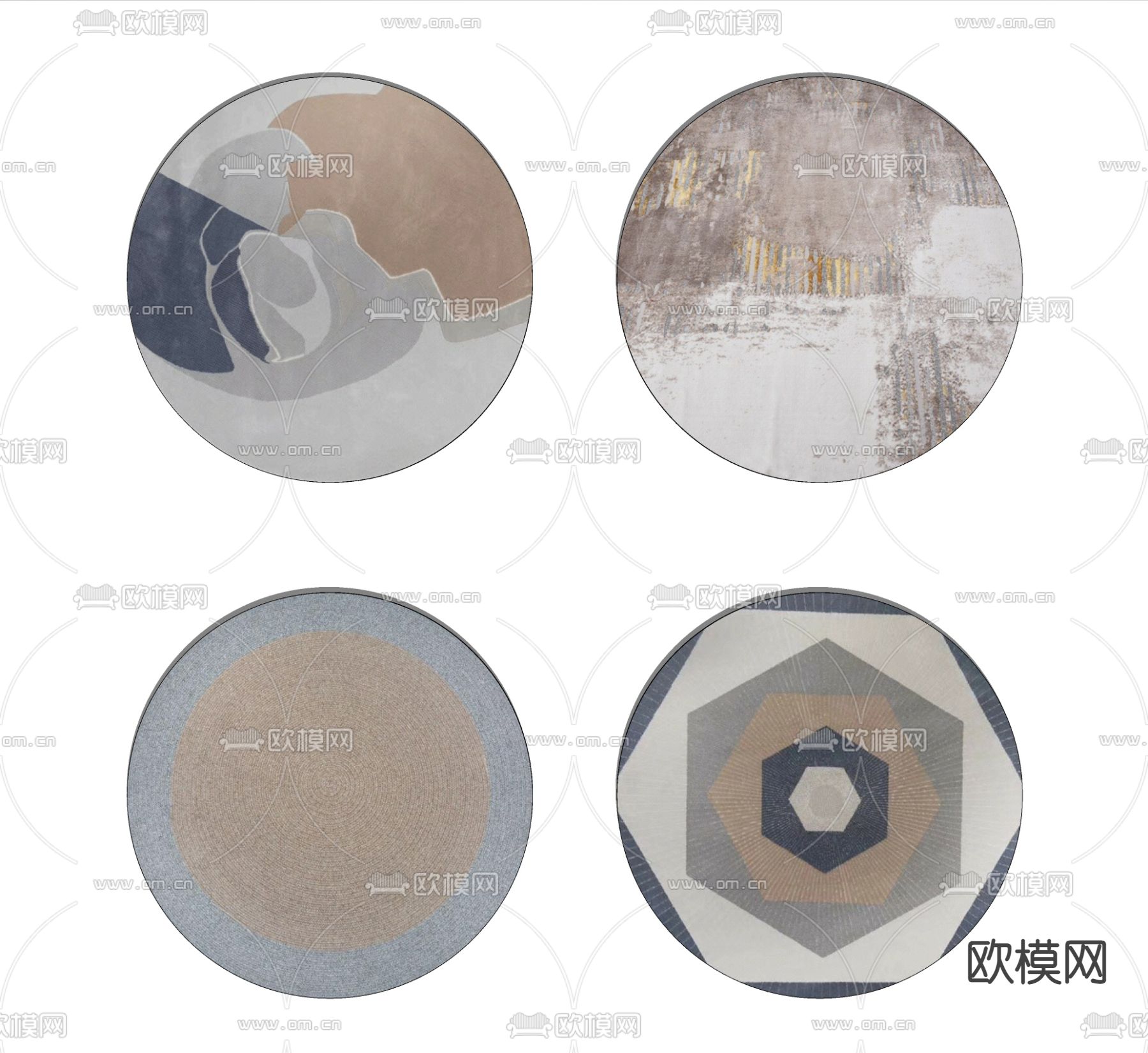 现代圆形地毯su模型