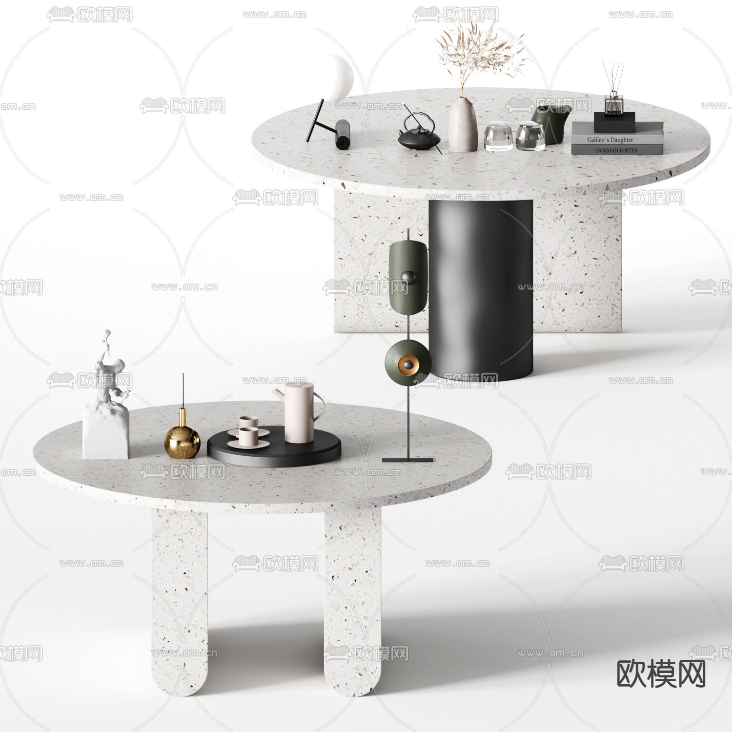 现代大理石茶几3d模型