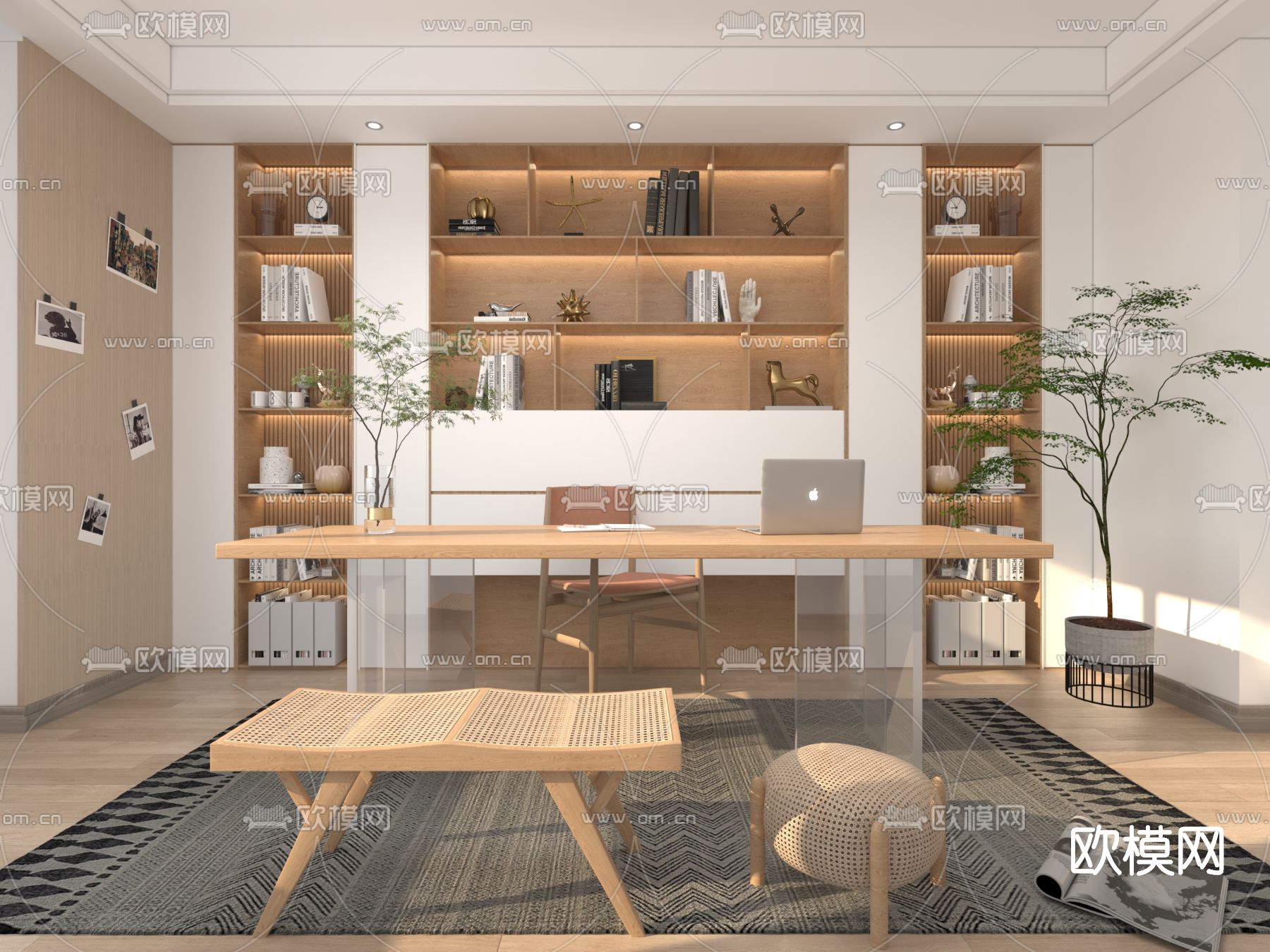 北欧书房免费3d模型下载