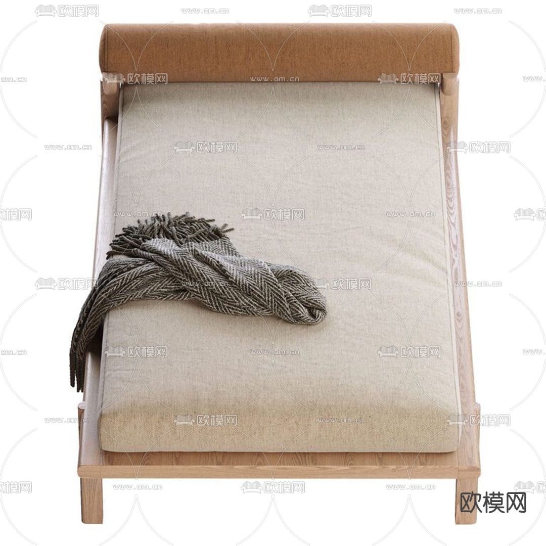 现代布艺床尾凳脚踏3d模型下载（渲染图5）