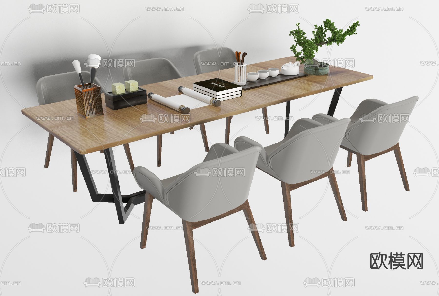 北欧休闲桌椅免费3d模型下载