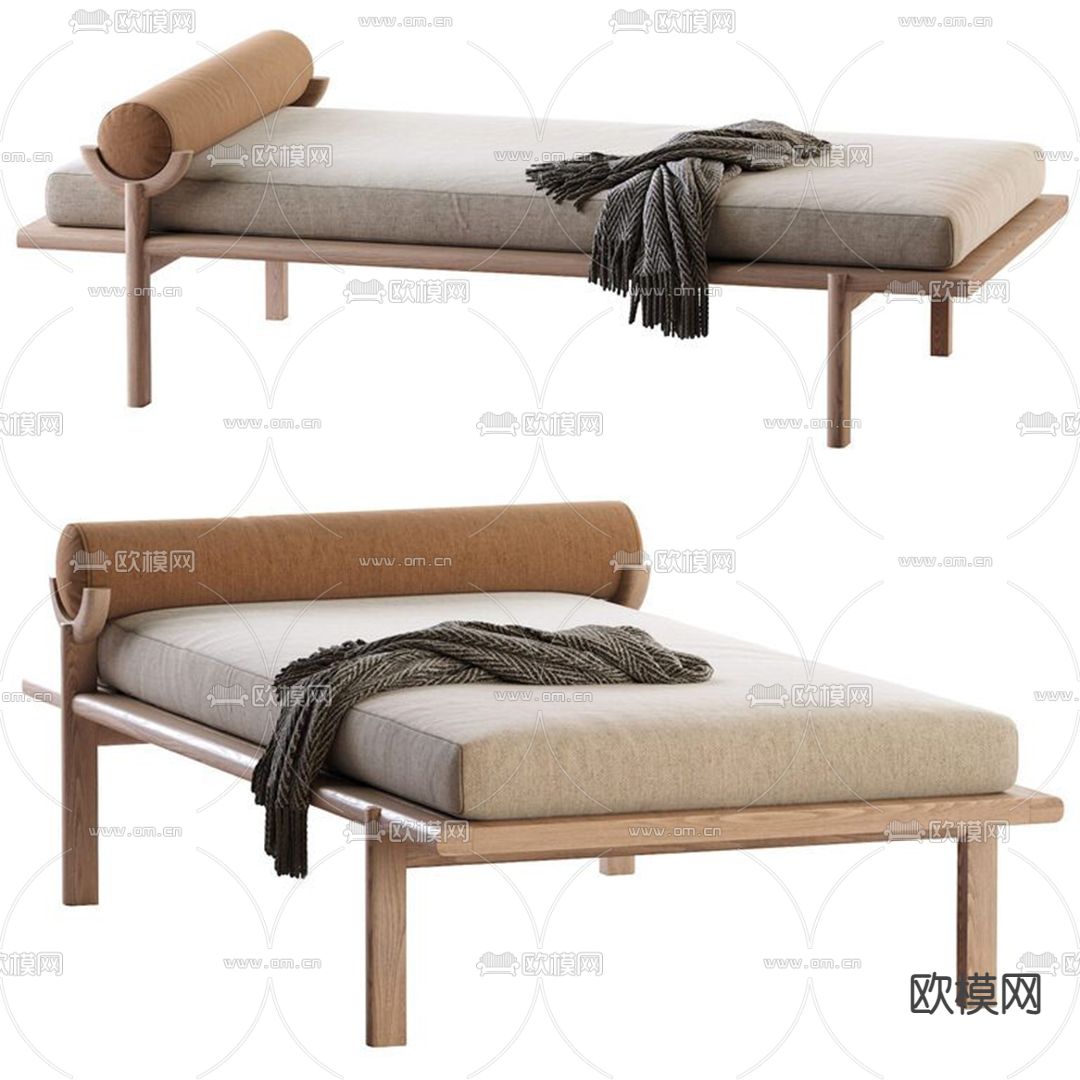 现代布艺床尾凳脚踏3d模型下载（渲染图4）