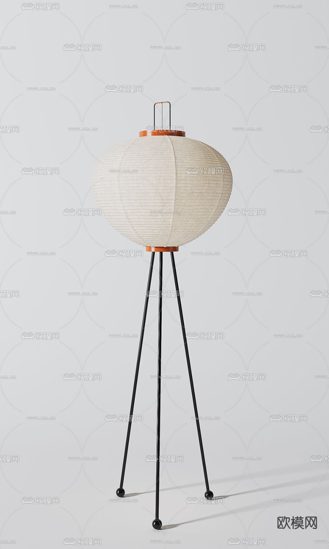 新中式实木灯笼落地灯3d模型下载（渲染图3）