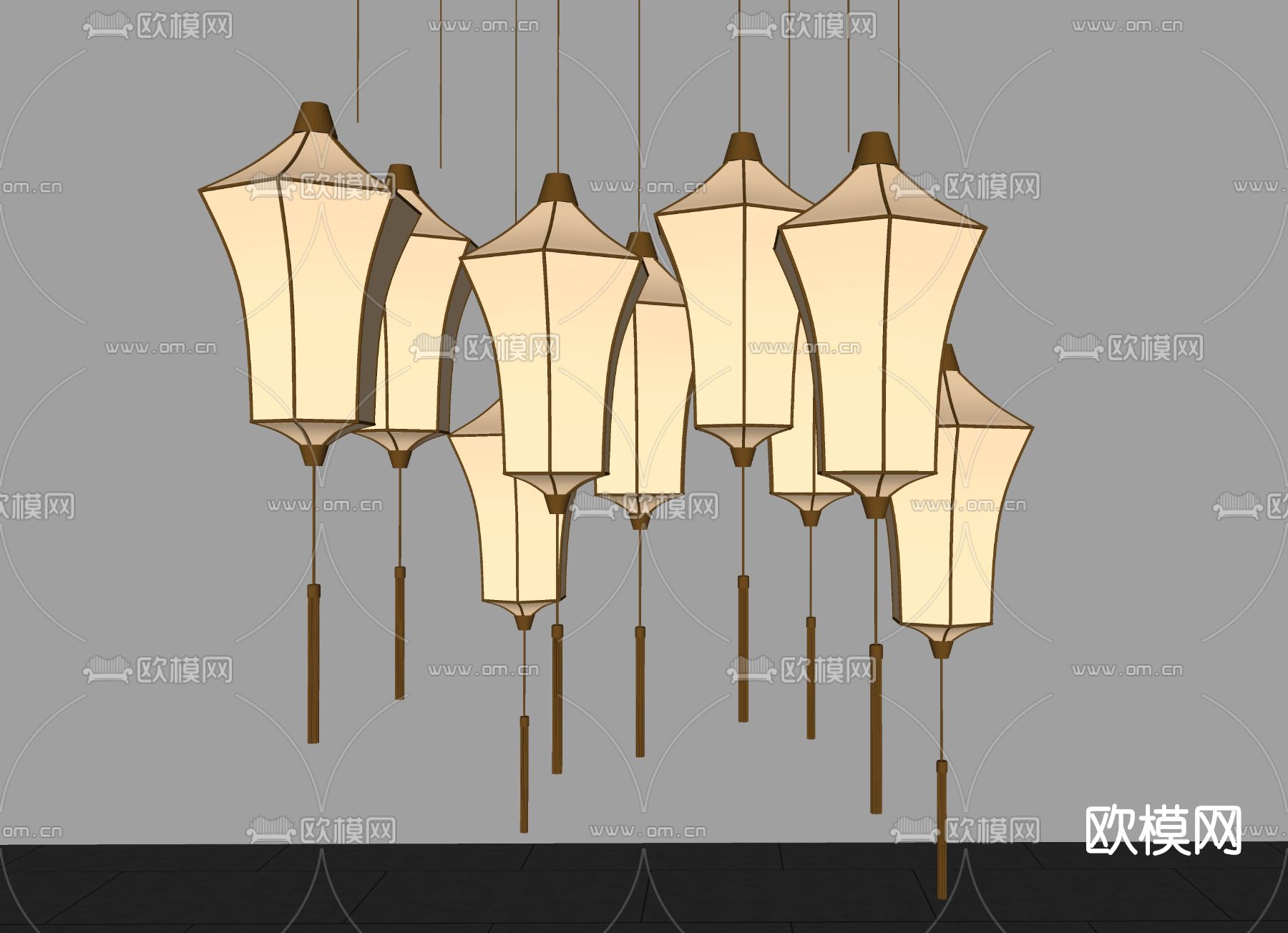 新中式灯笼su模型下载