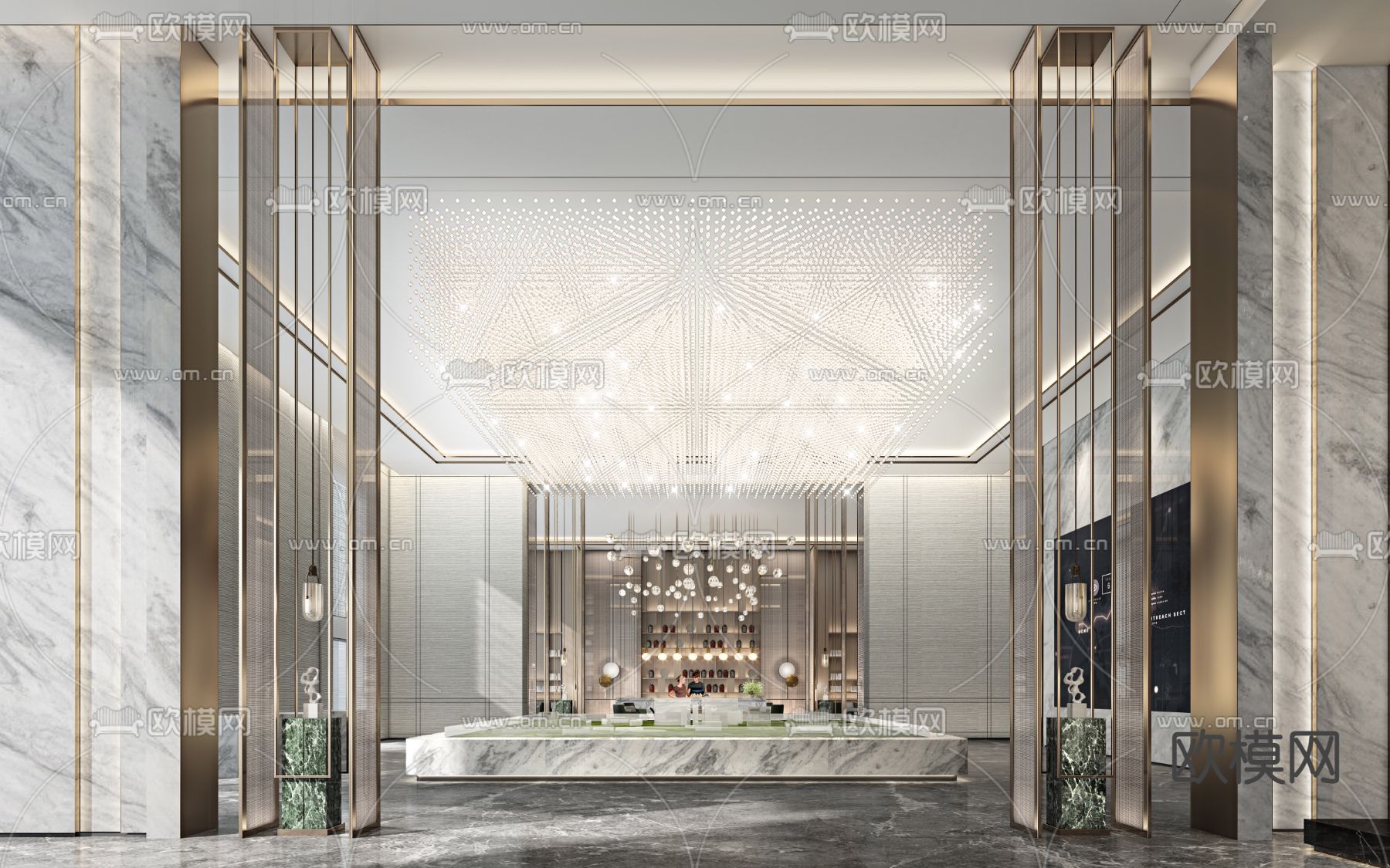 现代售楼处洽谈区3d模型下载（渲染图4）