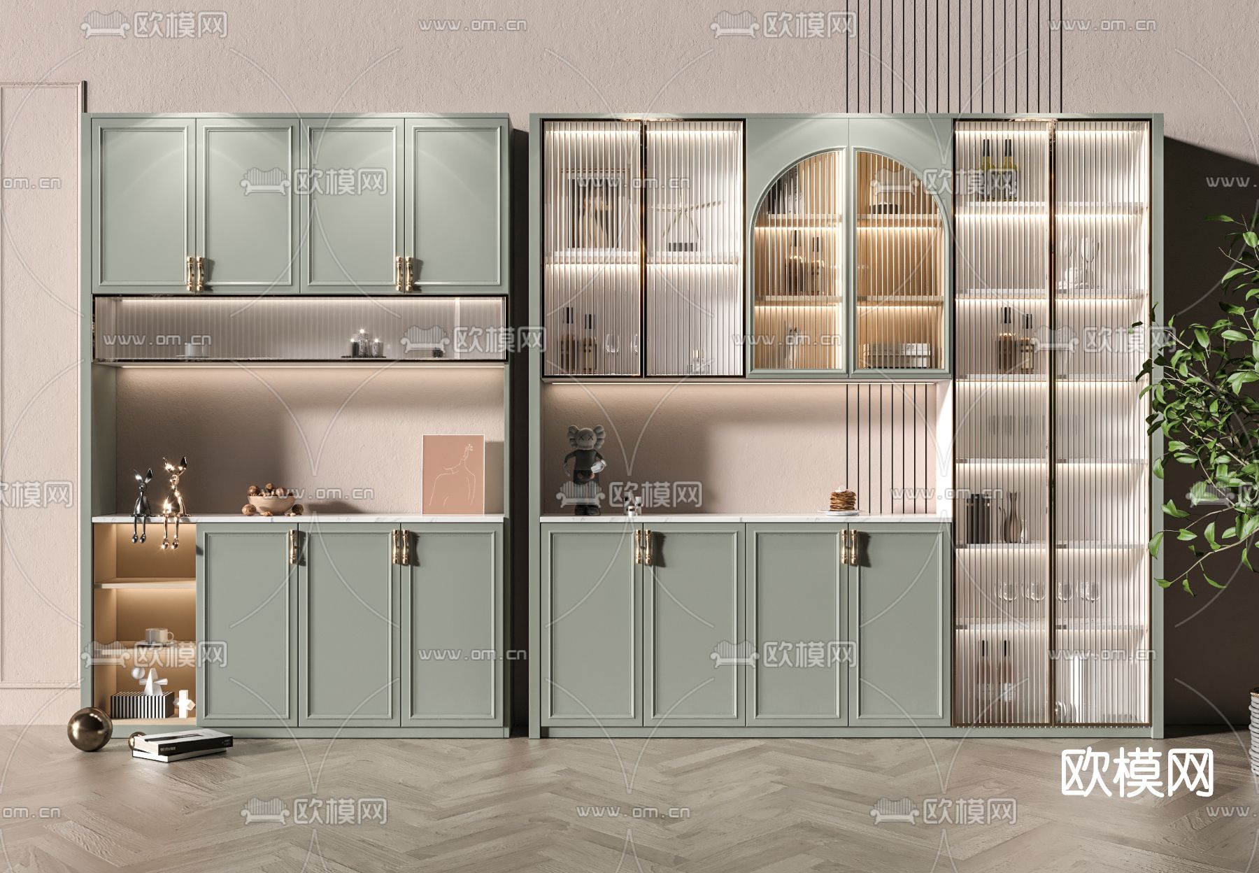 北欧酒柜su模型下载（渲染图1）