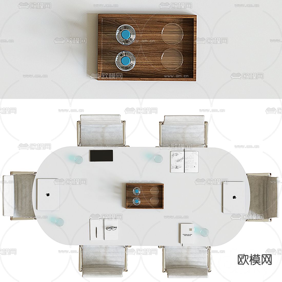 现代会议桌椅3d模型