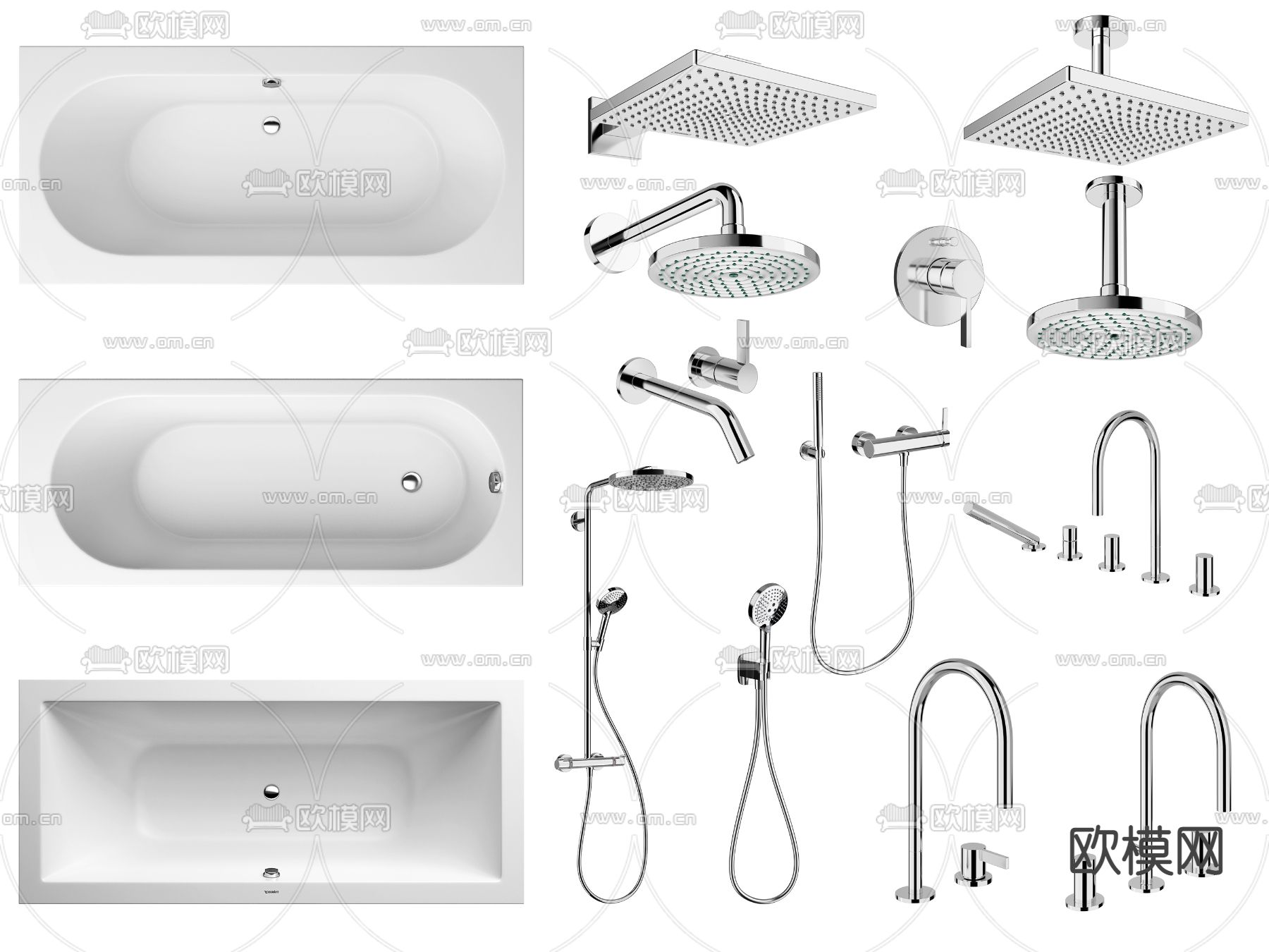 现代浴缸淋浴花洒3d模型下载
