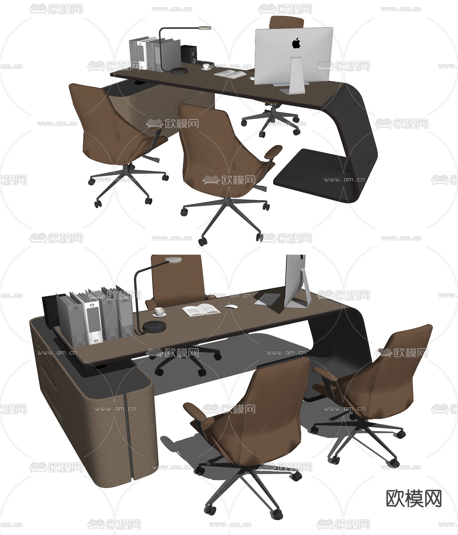 现代办公桌椅su模型下载（渲染图2）