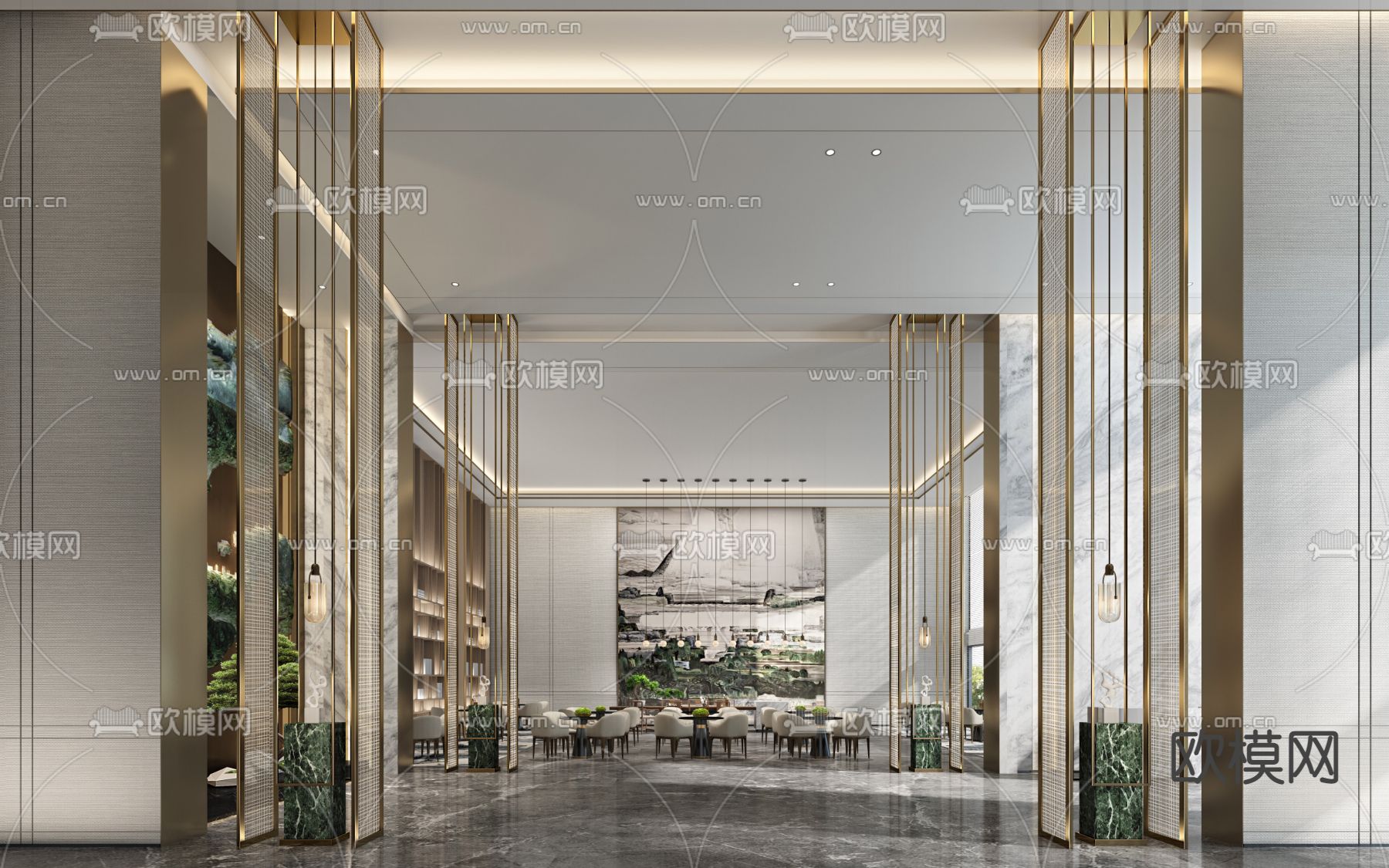 现代售楼处洽谈区3d模型下载（渲染图1）
