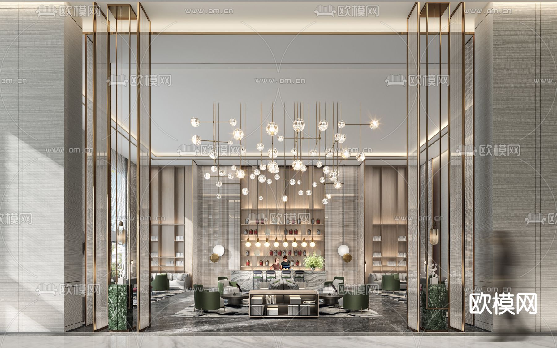 现代售楼处洽谈区3d模型下载（渲染图2）