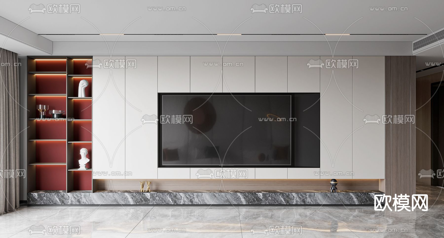 现代电视背景墙3d模型
