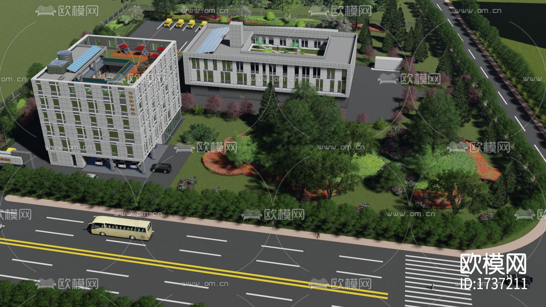 垃圾中转站cad平面图下载（渲染图3）