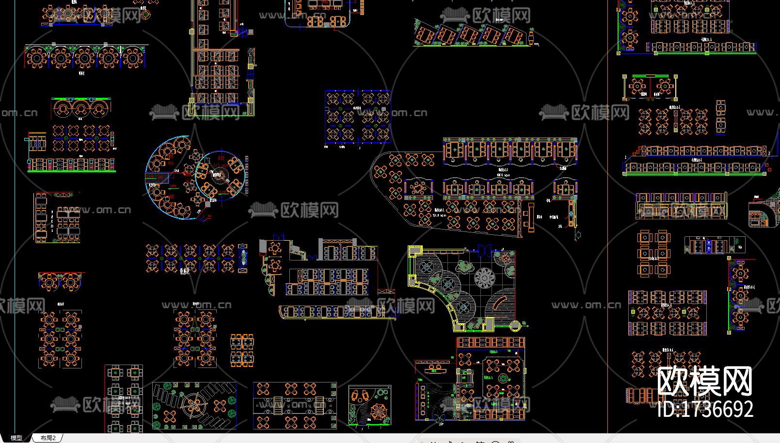 餐桌椅cad图库下载（渲染图1）