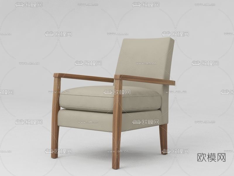 北欧布艺单人沙发免费3d模型下载