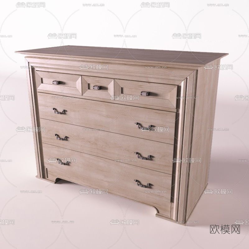 美式木质衣柜免费3d模型下载