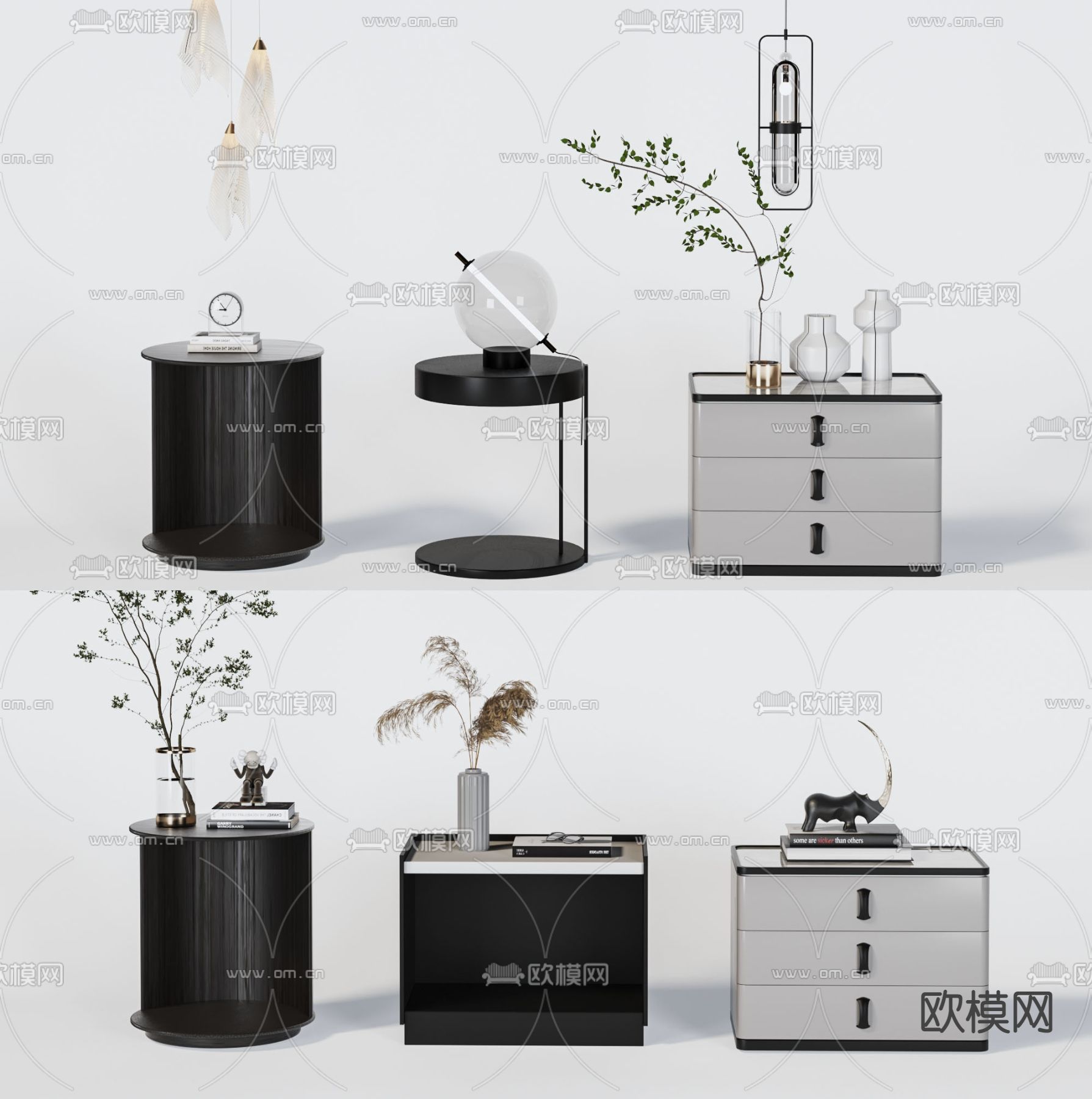 现代轻奢床头柜3d模型下载