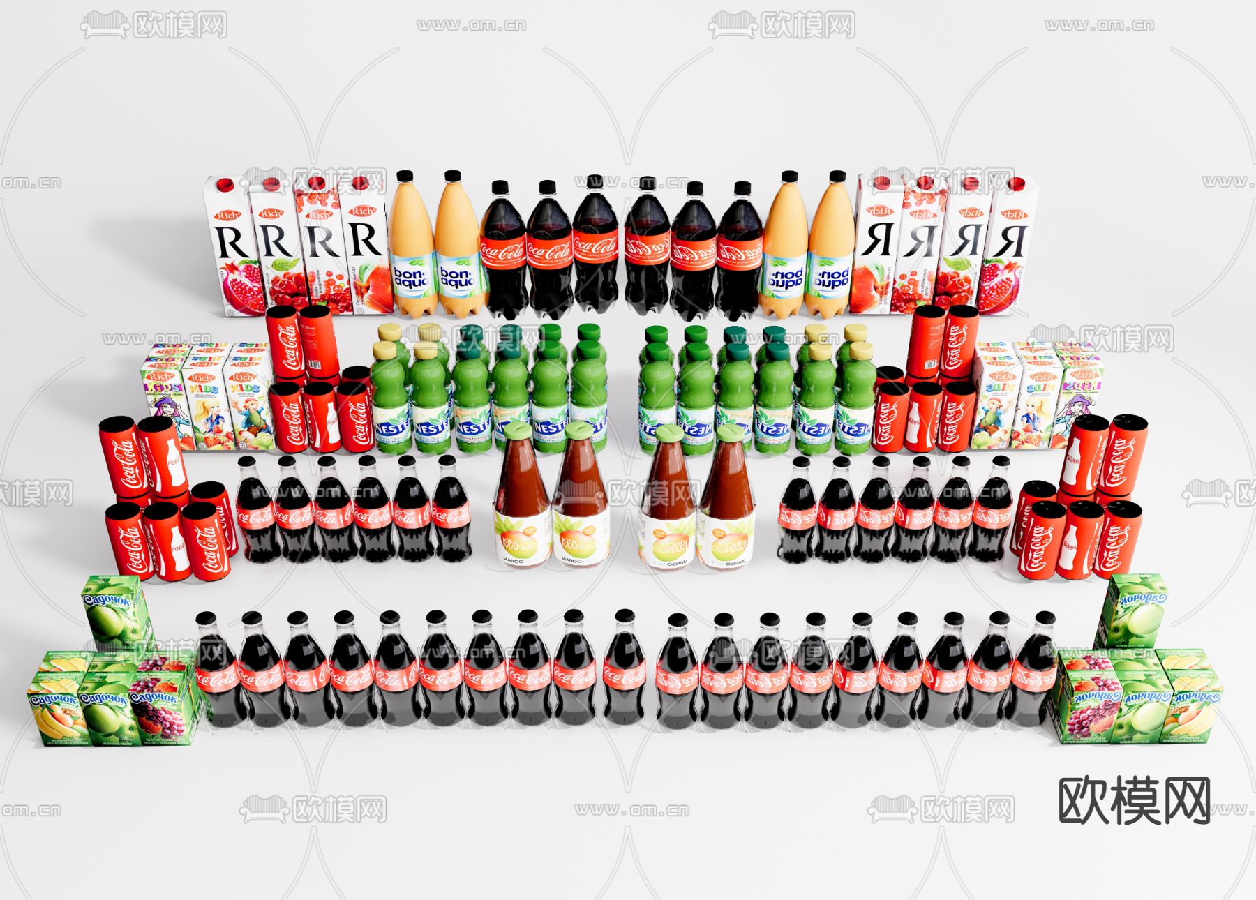 现代饮料汽水食物su模型下载（渲染图1）