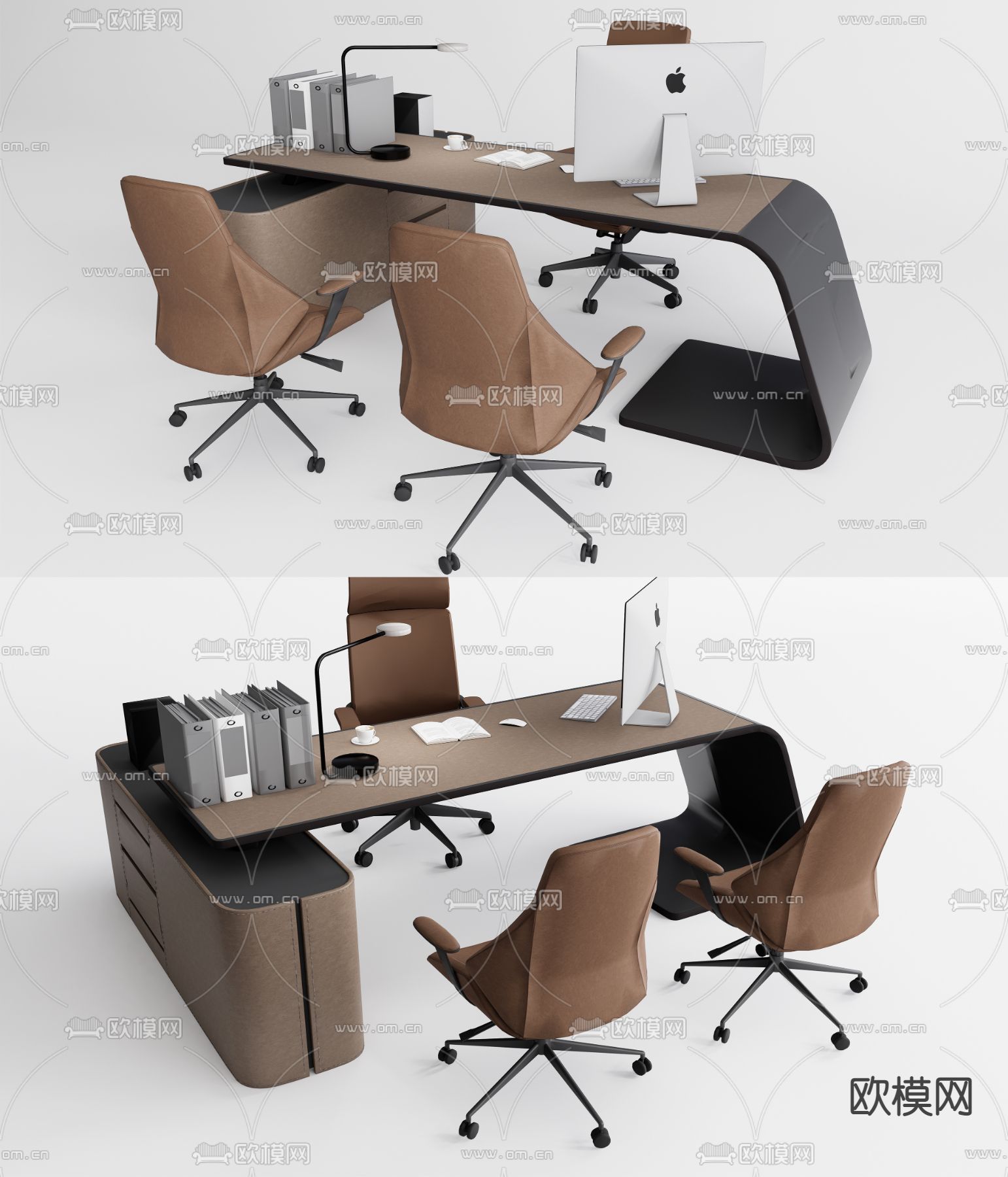现代办公桌椅su模型下载（渲染图1）