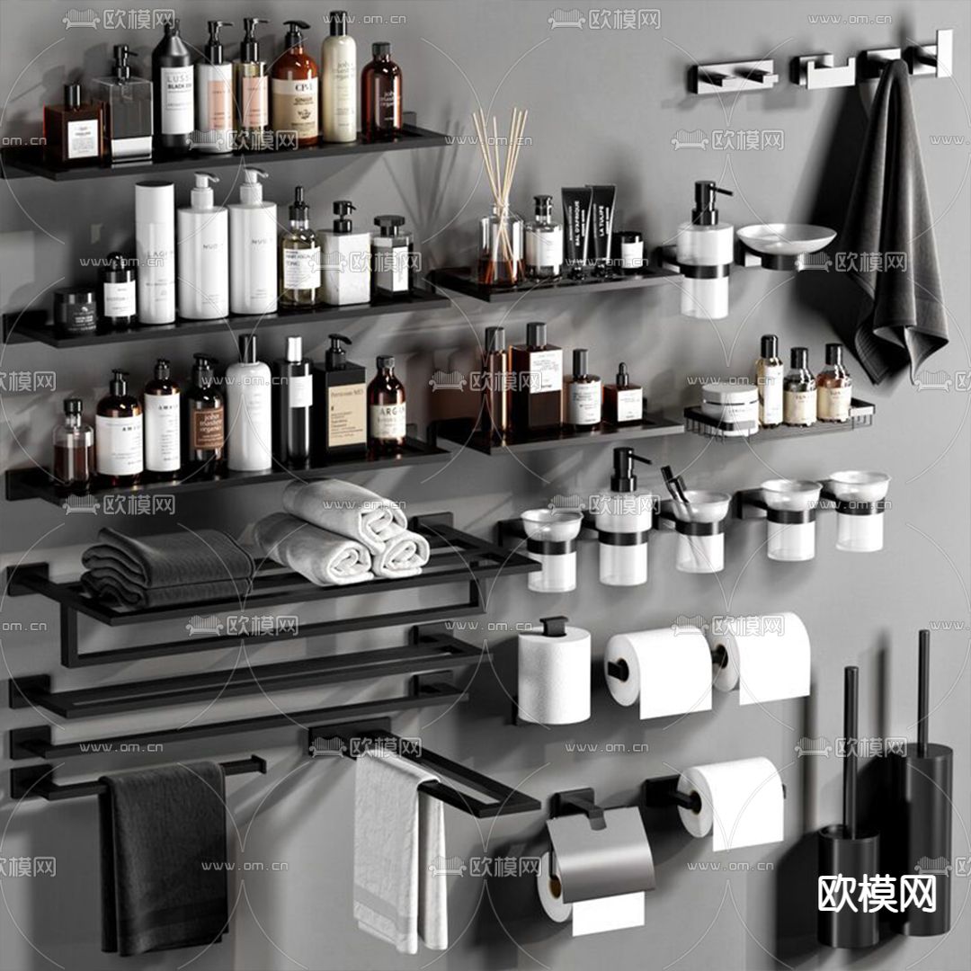 现代卫浴洗涤用品3d模型下载（渲染图1）