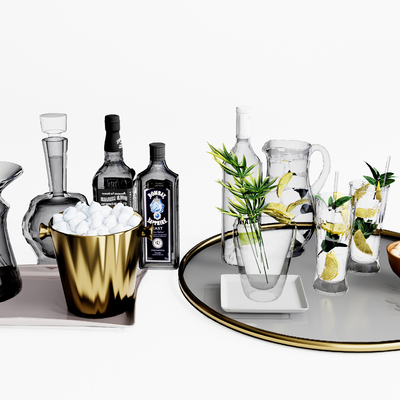  现代酒水饮料su模型 