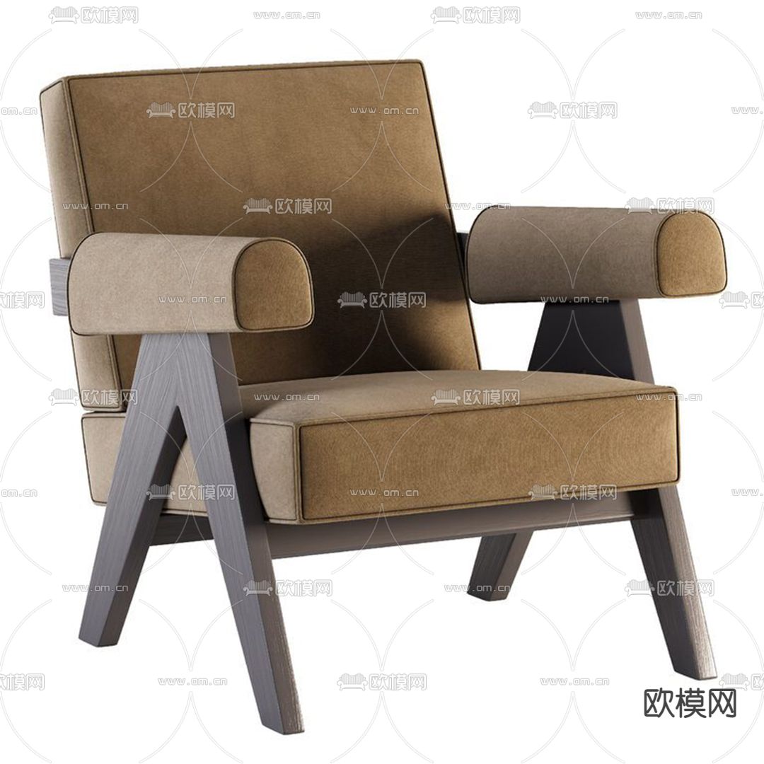 Cassina 皮革休闲椅3d模型下载（渲染图2）