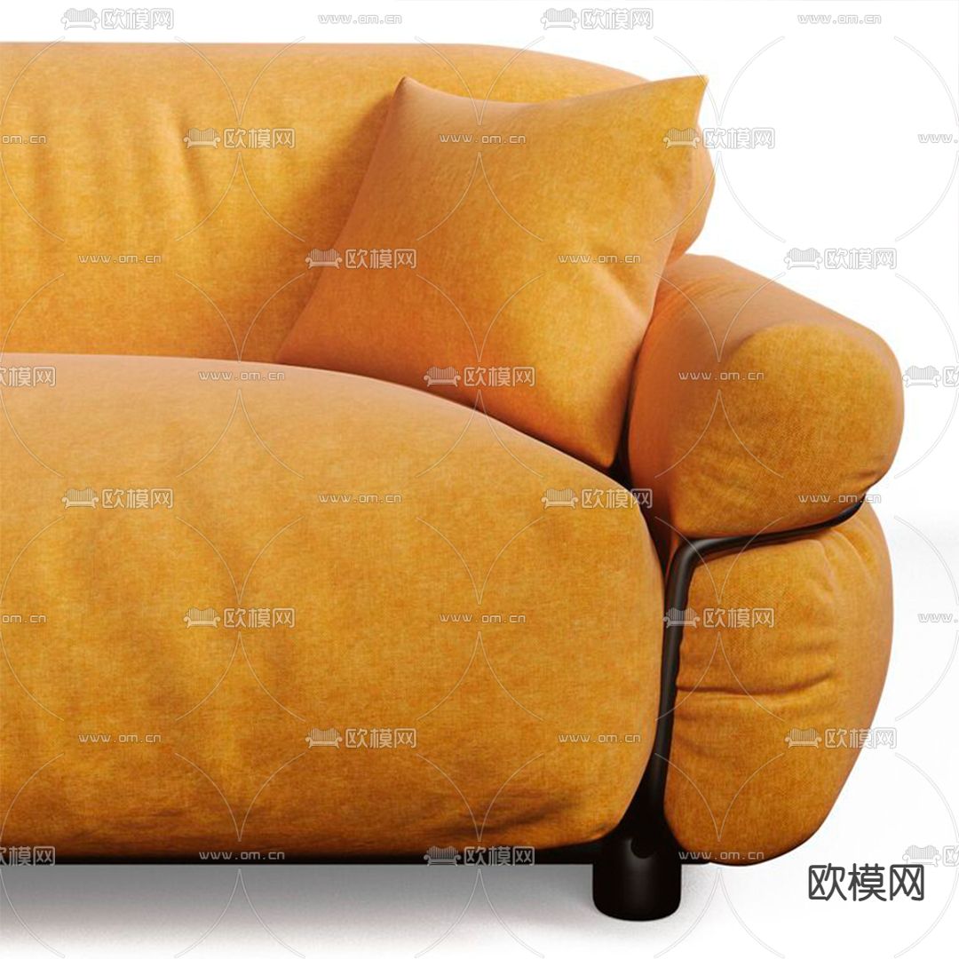 现代皮革多人沙发3d模型