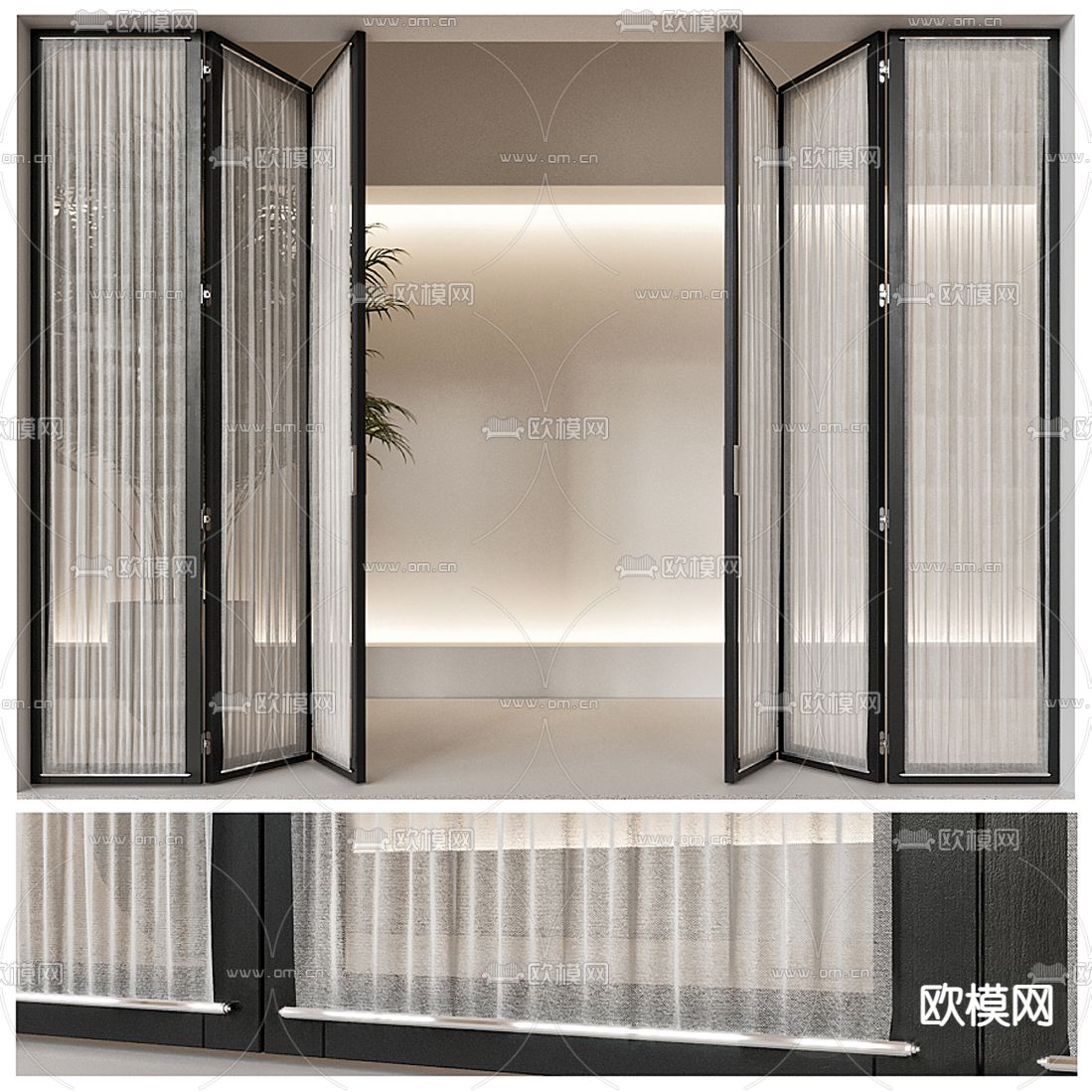 现代玻璃折叠门3d模型