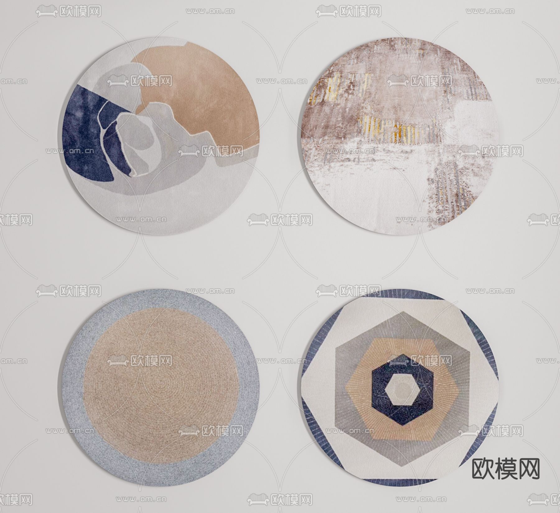 现代圆形地毯su模型