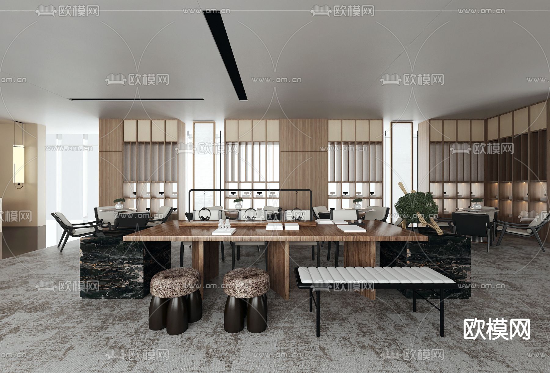 元禾大千 新中式售楼处洽谈区3d模型