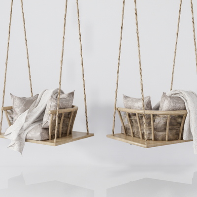  北欧藤编吊椅su模型 