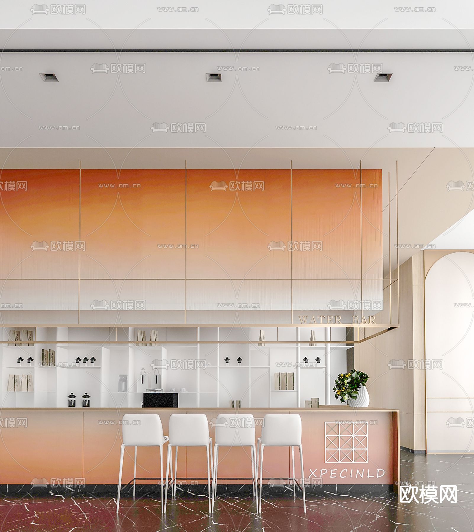 现代水吧吧台3d模型